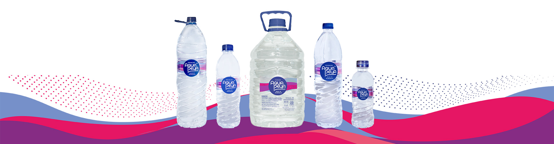 Aquapeya bottled water products displayed in the header banner